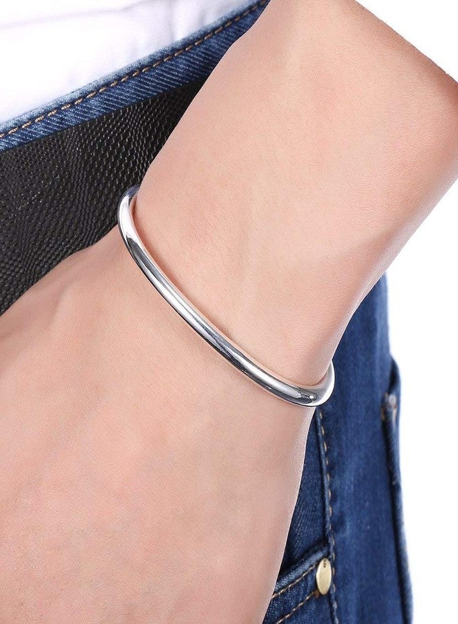 Denchy 925 Silver Bangle Bracelet, Fashion Jewelry Simple Cuff Bangles for Women Mom Wife Valentine Mothers day Gift (1pcs) - Image 3